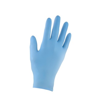 Product photo: disposable nitrile gloves in blue colour