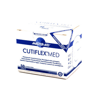 Product packaging for waterproof CUTIFLEX MED shower plasters in the bulk packaging unit