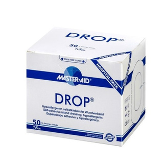 Drop en envase clínico con 50 unidades de tamaño 5cm x 7cm