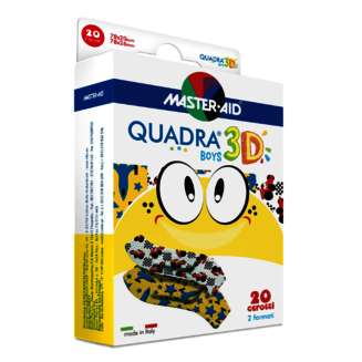 Verpackung der Pflaster QUADRA® 3D BOYS - mit Rennautos und Düsenjet