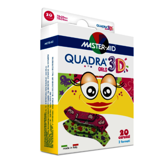 Verpackung der Pflaster QUADRA® 3D GIRLS - mit Herzen und Schmetterlingen