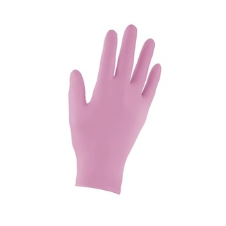Product photo: disposable nitrile gloves in pink colour