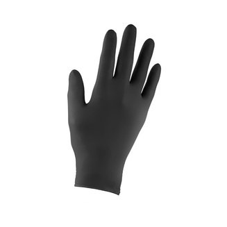 Product photo: disposable nitrile gloves in black colour