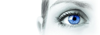 Kopfgrafik Kategorie diagnostische Augenprodukte. Blaues Auge einer Frau.