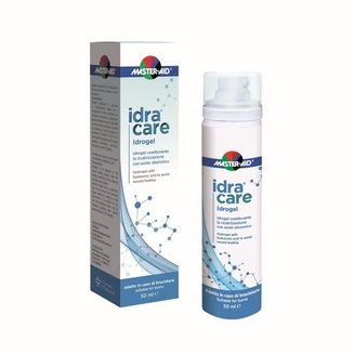 Pack and image of idra care Idrogel dispenser