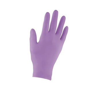 Product photo: disposable nitrile gloves in purple colour