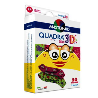 Envase de parches QUADRA® 3D GIRLS - con corazones y mariposas