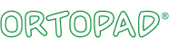 Kleines Logo Ortopad weißer Schriftzug mit grüner Umrandung für Quicknavigation
