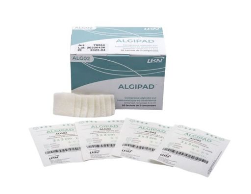 Verpackung und Produkt algipad Kompressen