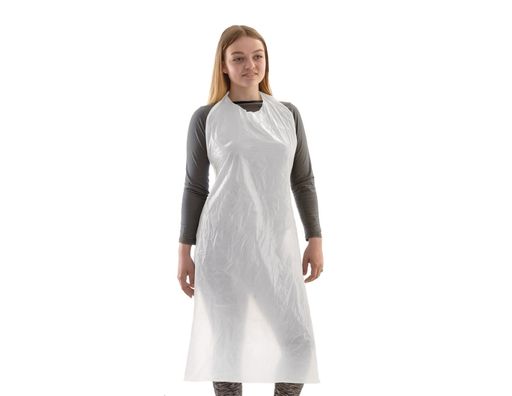 Abbildung Frau mit Einmalschürze